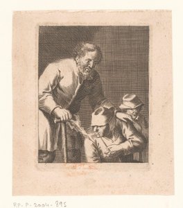 Figur mit Pfeife sitzend zwischen Mann und Kind von Jacques Dassonville (attributed to)