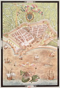 Faksimile eines Plans von Le Havre im Jahr 1583, aus 