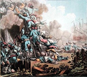 Eroberung der Festung San Salvador, Sizilien (1674), graviert von Jean Baptiste Morret von Jacques Francois Joseph (after) Swebach