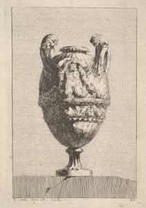 Vase mit einem männlichen Sirenen, der einen Kranz hält, aus: Vasen, 1746 von Jacques Francois Joseph Saly