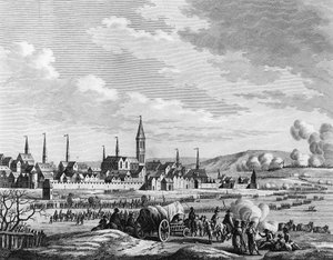 Krieg der Französischen Revolution und antirevolutionäre Bewegungen: In Holland, Überquerung des Flusses Waal auf dem Eis am 14. Januar von Jacques Francois Joseph Swebach