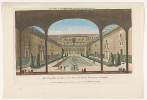 Ansicht eines Innenhofs mit Brunnen der Alhambra in Granada