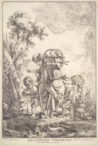 Die reisenden Kinder, Mitte bis Ende des 18. Jahrhunderts von Jacques Gabriel Huquier