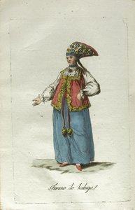 Ein Mädchen aus Kaluga in Festtagskleidung