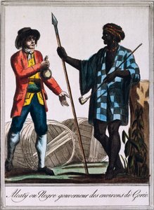 Alcaty, Stammeshäuptling von Gorée, Senegal, Stich nach einer Zeichnung von Labrousse, aus Encyclopedie des Voyages, von Jacques Grasset de Saint-Sauveur von Jacques Grasset de Saint Sauveur