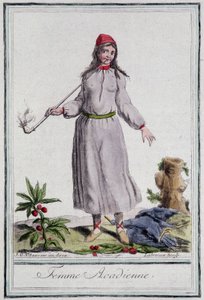 Femme acadienne - in „Encyclopedia of travels“ von Grasset St Sauveur, ed. 1796