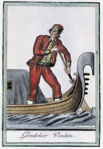 Gondoliere in Venedig - in „Encyclopédie des voyages“ von Grasset Saint Sauveur, ed. Paris 1796 von Jacques Grasset de Saint Sauveur