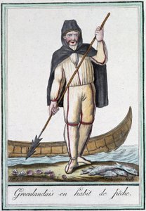 Grönländer in Fischertracht - in „Enzyklopädie der Reisen“ von Grasset Saint Sauveur, ed. Paris 1796 von Jacques Grasset de Saint Sauveur