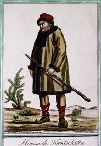 Kamtschatka-Mann, Farbstich von Laroque, Russland