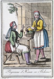 Bäuerin von Hanac, in Böhmen (Tschechoslowakei) - in „Encyclopedia of travels“ von Grasset St Sauveur, Paris