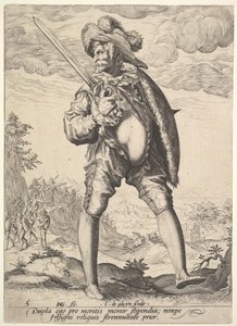 Soldat, bewaffnet mit Breitschwert und Schild, aus Offiziere und Soldaten (1587)