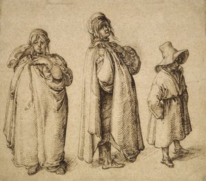 Zwei Studien einer Roma-Frau und eines Roma-Jungen mit großem Hut, ca. 1605 von Jacques II de Gheyn