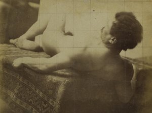 Studie eines männlichen Aktmodells, liegend, im Atelier von Jacques de Lalaing