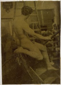 Studie eines männlichen Aktmodells, von hinten gesehen, im Atelier von Jacques de Lalaing von Jacques Lalaing (attributed to)