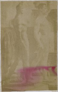 Studie eines männlichen Aktmodells, aufrecht stehend und von der Seite gesehen, im Atelier von Jacques de Lalaing