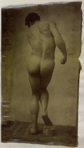 Studie eines männlichen Aktmodells, stehend und von hinten gesehen, im Atelier von Jacques de Lalaing von Jacques Lalaing (attributed to)