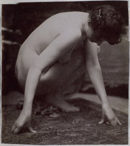 Studie eines weiblichen Aktmodells, von der Seite gesehen, im Atelier von Jacques de Lalaing von Jacques Lalaing (attributed to)