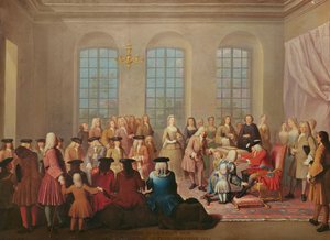Philipp V. von Spanien verleiht den Goldenen Vlies an den Marschall von Tesse als französischer Botschafter in Spanien im Jahr 1724 von Jacques Laumosnier