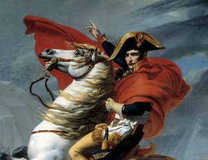 Der Erste Konsul Napoleon Bonaparte (1769-1821) überquert die Alpen am Großen Sankt Bernhard Pass im Mai 1800 (Detail) von Jacques Louis (after) David