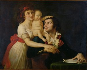 Camille Desmoulins (1760-94) seine Frau Lucile (1771-94) und ihr Sohn Horace-Camille (1792-1825) um 1792 von Jacques Louis (workshop of) David