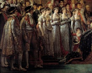 Der Ritus Napoleons. Detail der Krönung von Kaiser Napoleon I. Bonaparte und Kaiserin Josephine von Jacques Louis David