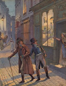 Eine Straßenszene in Paris von Jacques Marie Gaston Onfray de Breville (Job)