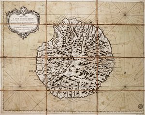 Karte der Insel Bourbon, vorbereitet im Karten- und Seekartenlager von Jacques Nicolas Bellin