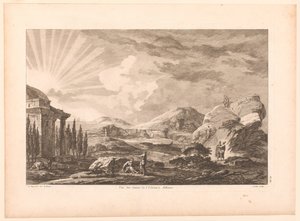 Ansicht einer Ruine in Athen, möglicherweise das Dionysostheater von Jacques Philippe Le Bas