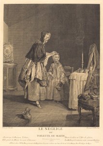 Die Nachlässigkeit oder die Morgentoilette von Jacques Philippe Le Bas after Jean Siméon Chardin