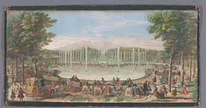 Blick auf das Bassin de Neptune im Garten von Versailles von Jacques Rigaud (possibly)