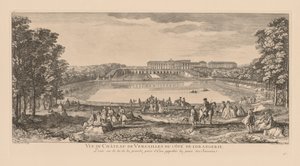 Ansicht des Schlosses von Versailles, von der Seite der Orangerie, jenseits des Schweizer Teichs von Jacques Rigaud