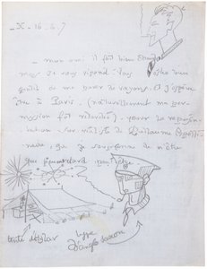 Autographenbrief mit Zeichnungen