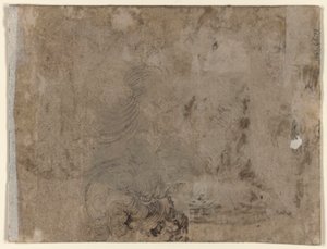 Ein Jugendlicher an einem Tisch (recto); Kopf eines Kindes mit lockigem Haar (verso)