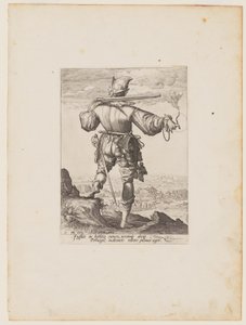 Helmtragender Musketier, aus Offiziere und Soldaten der Leibgarde von Kaiser Rudolf II. von Jacques de Gheyn II
