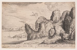 Landschaft mit dem Sturz des Ikarus, aus Landschaften von Jacques de Gheyn II