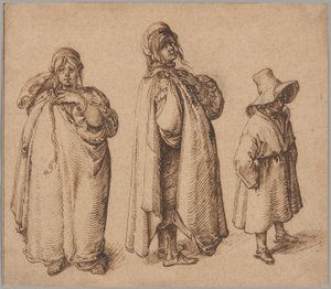 Zwei Studien einer Roma-Frau und eines Roma-Jungen mit großem Hut von Jacques de Gheyn II
