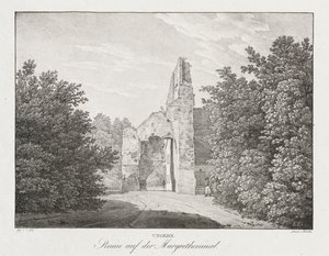 Ungarn, Ruinen auf der Margareteninsel von Jakob Alt