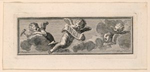 Vignette mit Engeln und Instrumenten der Passion von Jakob Frey