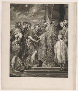 Hl. Ambrosius verweigert Kaiser Theodosius den Zutritt zur Kirche in Mailand von Jakob Matthias Schmutzer