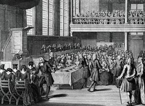 Abendessen der Anabaptisten, Gravur von Jacobus van der Schley aus Religiöse Zeremonien und Bräuche aller Völker der Welt von Jakob van der Schley