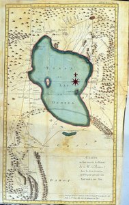 Karte der Region des Tzana-Sees oder Dembea-Sees (Routen von M. Bruce in seinen zwei Versuchen, die Quellen des Nils zu erreichen) - in „Reise nach Nubien und Abessinien unternommen, um die Quellen des Nils zu entdecken in den Jahren 1768 bis 1772“, von Ja von James Bruce