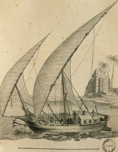 Segelboot von Nubien, Ägypten, Gravur aus Cartes et figures du Voyage en Nubie et en Abyssinie, James Bruce von James Bruce