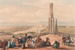 Die Festung und Zitadelle von Ghazni und die beiden Minarette, ca. 1839 von James (after) Atkinson