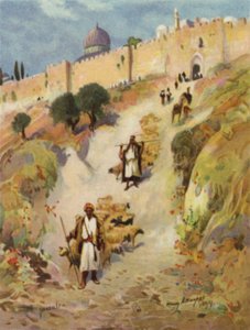 Jerusalem, St. Stephans Tor (Farblithografie)