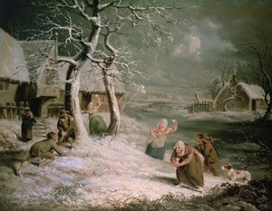 Bauern beim Schneeballwerfen, ca. 1790