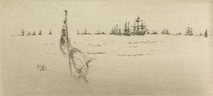 Flagge dippen, aus einer Serie von zwölf Radierungen mit dem Titel Die Marineparade, 1887 von James Abbott McNeill Whistler