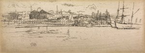 Trockendock, Southampton, aus einer Serie von zwölf Radierungen mit dem Titel Die Marineparade, 1887 von James Abbott McNeill Whistler