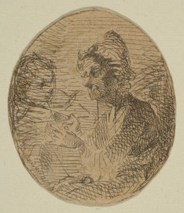 Alte Frau und Kind im Oval aus Skizzen auf der Küstenvermessungsplatte, 1854-55 von James Abbott McNeill Whistler