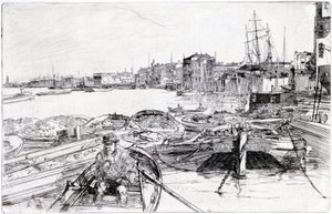 Ansicht der Themse über das Londoner Becken, 1859, gehört zu einer Serie von Gravuren über die Themse, die die Gemeinschaft der Seearbeiter in der englischen Hauptstadt hervorhebt