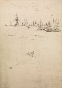 Besucherboot, aus einer Serie von zwölf Radierungen mit dem Titel Die Marineparade, 1887 von James Abbott McNeill Whistler